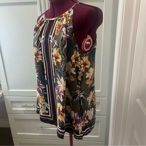 WAREHOUSE ONE Floral Sleeveless Women's Tank Top Tie Back Lightweight Size Large